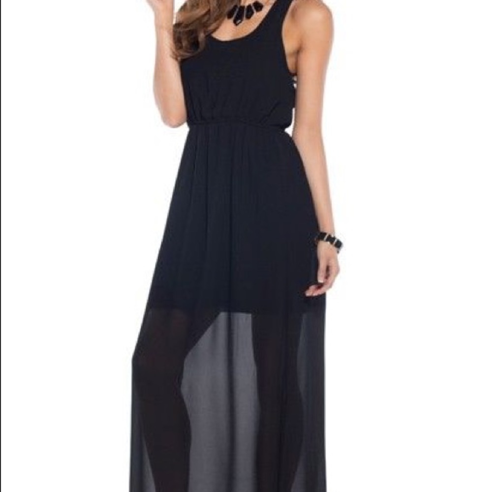 Obie Black Casual Long Maxi Dress Tule Party Night